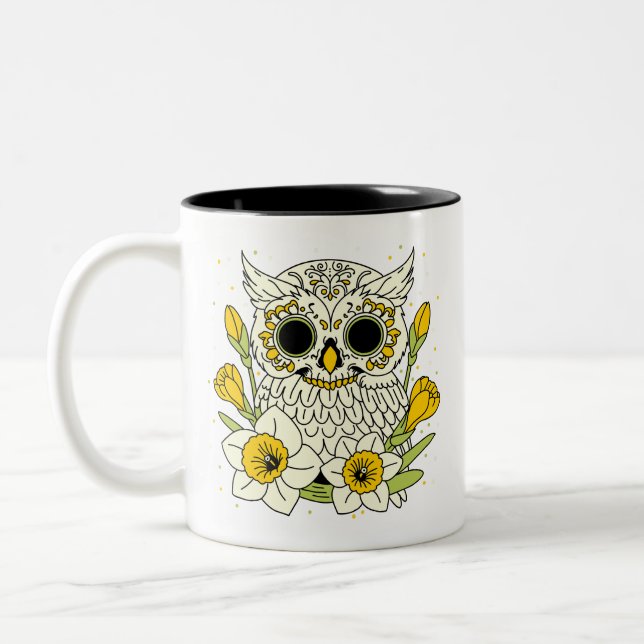 Tasse 2 Couleurs Crâne Narcisse & Owl (Gauche)