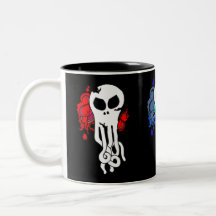 Crâne octo rouge, bleu et vert