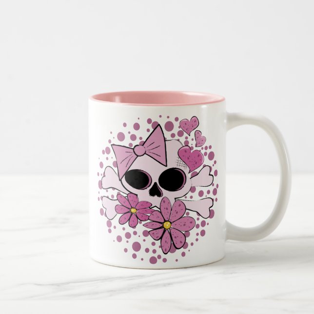 Tasse 2 Couleurs Crâne punk Girly (Droit)