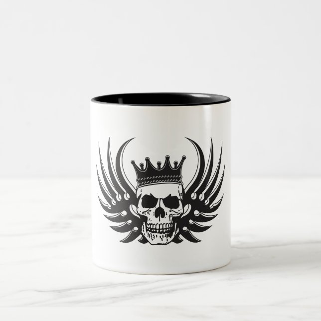 Tasse 2 Couleurs Crâne roi avec ailes (Centre)