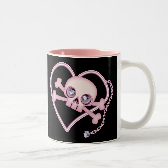 Tasse 2 Couleurs Crâne rose néon (Droit)