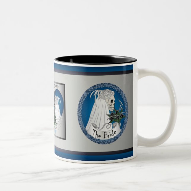 Tasse 2 Couleurs Crânes bleus de mariage (Droit)
