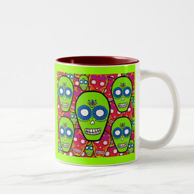 Tasse 2 Couleurs Crânes de sucre de Calaveras (Droit)