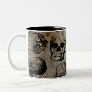 Tasse 2 Couleurs Crânes Vintages d'Halloween en détresse
