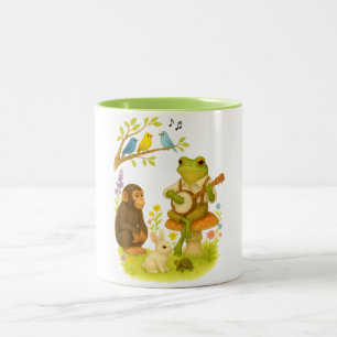 Tasse 2 Couleurs Crapaud grenouille jouant du banjo   Animal vintag