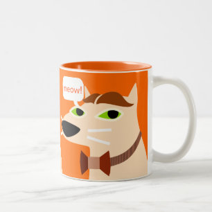 Tasse 2 Couleurs Cravate d'arc belle drôle chat-orange