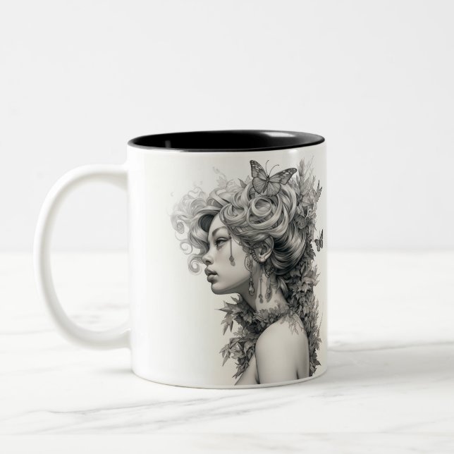 Tasse 2 Couleurs Crayon dessin mignon moderne tendance (Gauche)