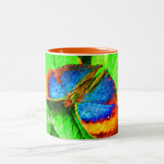 Tasse 2 Couleurs Crayon Papillon Bleu Art personnalisé