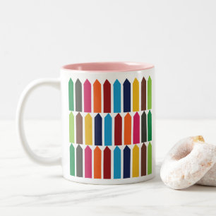 Tasse 2 Couleurs Crayons École Maternelle Enseignant Coloré