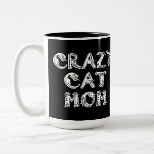Tasse 2 Couleurs Crazy Cat Maman Logo blanc