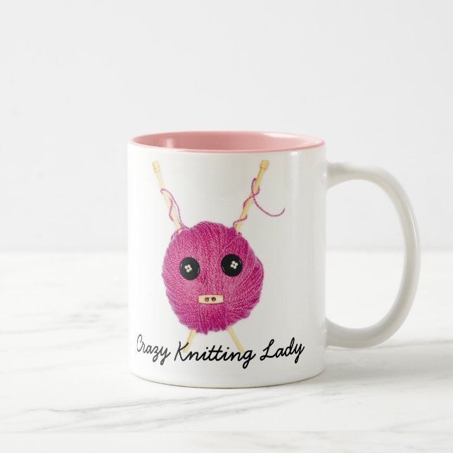 Tasse 2 Couleurs Crazy Knitting Lady (Droit)