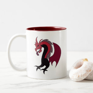 Tasse 2 Couleurs Créature mythique du dragon noir rouge