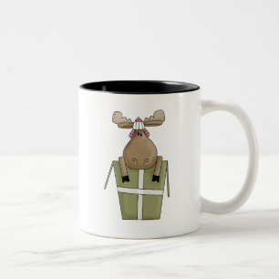 Tasse 2 Couleurs Créatures de Noël · Orignaux et boîte-cadeau