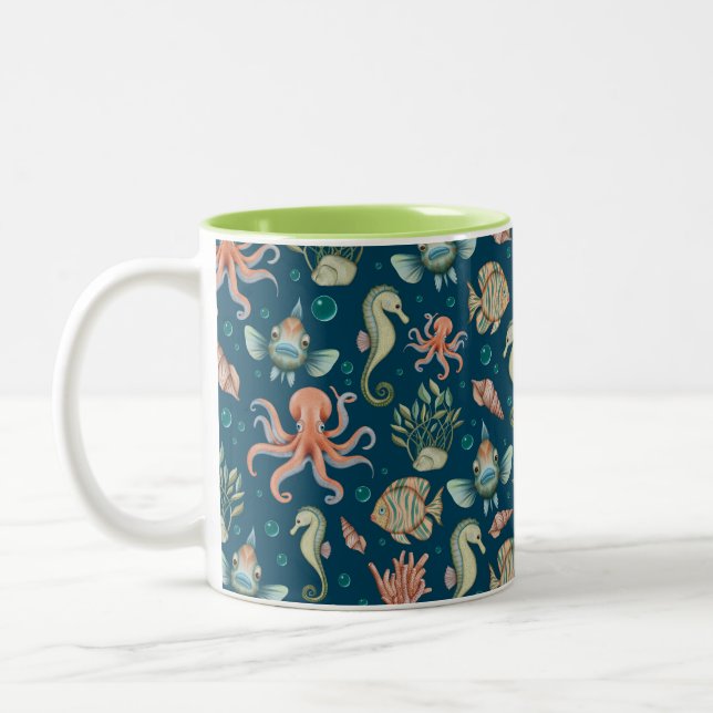 Tasse 2 Couleurs Créatures sous-marines en bleu (Gauche)