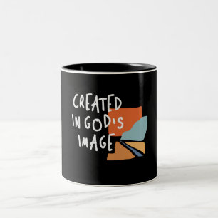 Tasse 2 Couleurs Créé à l'image de Dieu - Citation chrétienne inspi