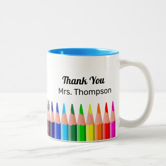 Tasse 2 Couleurs Créer des crayons couleur Merci enseignant (Droit)