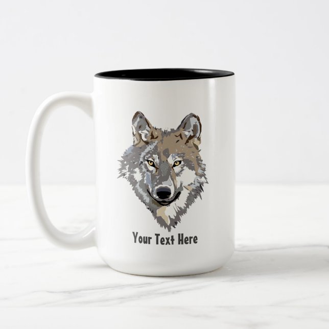 Tasse 2 Couleurs Créez votre propre loup gris  (Gauche)