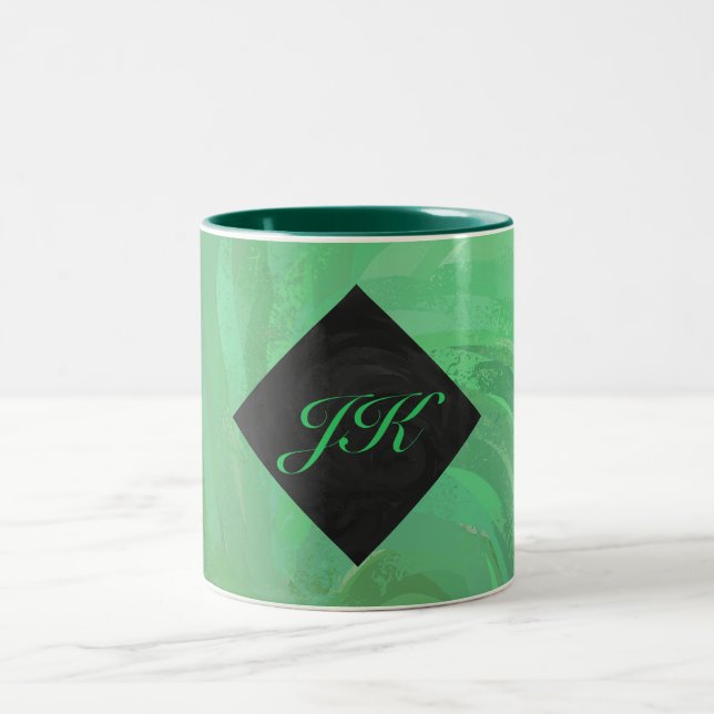 Tasse 2 Couleurs Crème d'émeraude et monogramme noir (Centre)