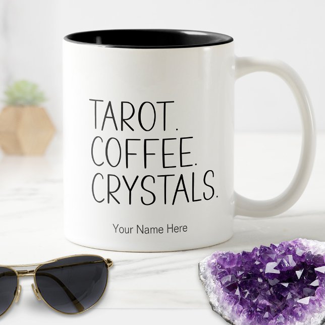 Tasse 2 Couleurs Cristaux de café Tarot - Citation New Age Métaphys (Tarot. Coffee. Crystals.)