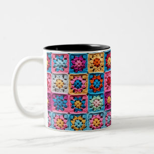 Tasse 2 Couleurs Crochet Granny Carré