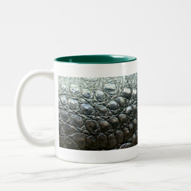 Tasse 2 Couleurs Crocodile Caiman Faux Alligator-Skin Design (Gauche)