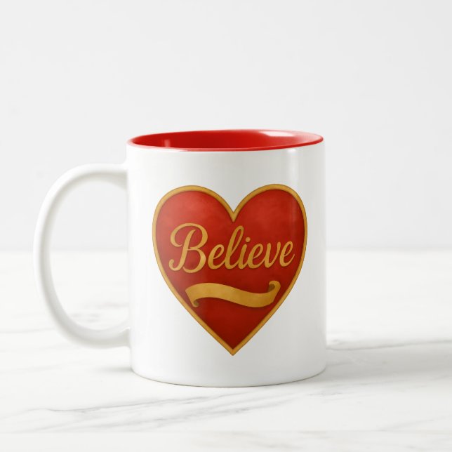 Tasse 2 Couleurs Croire Rouge Coeur (Gauche)