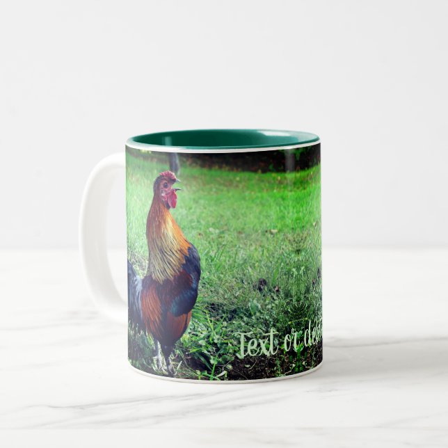 Tasse 2 Couleurs Croisement de coq animal personnalisé (Devant gauche)
