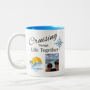 Tasse 2 Couleurs Croisière Personnalisée à Travers la Vie Ensemble