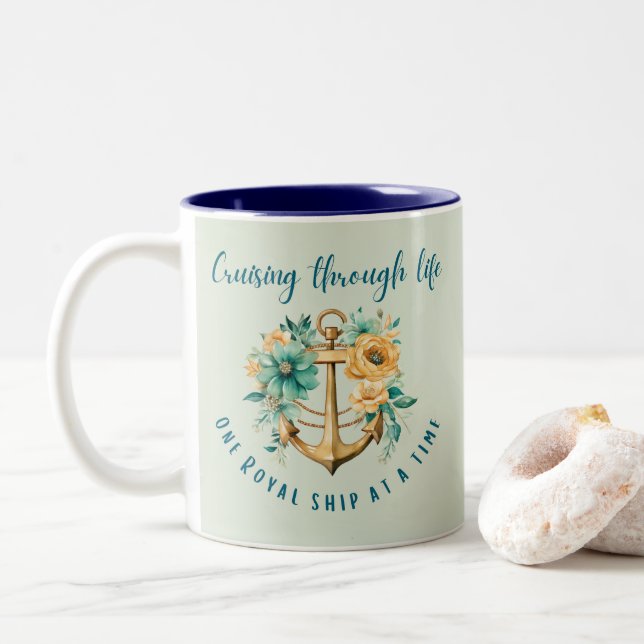 Tasse 2 Couleurs Croisière Royal Floral (Avec donut)