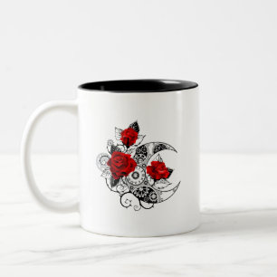 Tasse 2 Couleurs Croissant mécanique avec roses rouges