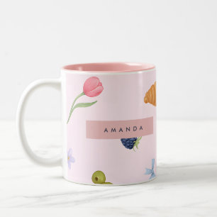 Tasse 2 Couleurs Croissant Whimsical Personnalisé & Motif Berry