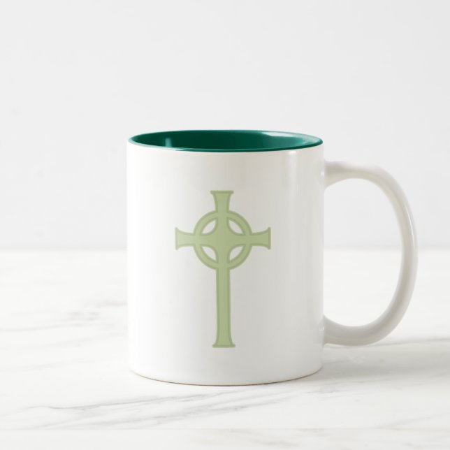 Tasse 2 Couleurs Croix celtique verte (Droit)