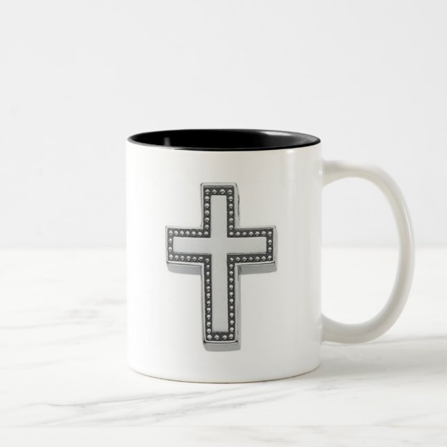 Tasse 2 Couleurs Croix chrétienne argentée/Pâques (Droit)