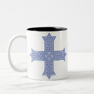 Tasse 2 Couleurs Croix copte d'art en Lapis Bleu Premium