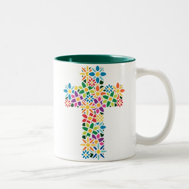 Tasse 2 Couleurs Croix de fleur (Droit)