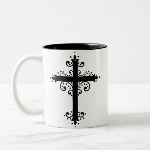 Tasse 2 Couleurs Croix de religion avec un ornement