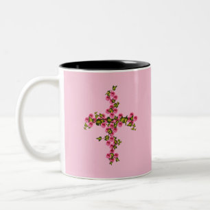 Tasse 2 Couleurs Croix de roses et de lierre