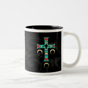 Tasse 2 Couleurs Croix indienne avec deux plumes