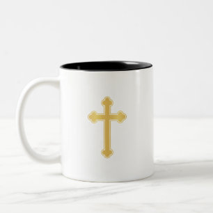 Tasse 2 Couleurs Croix orthodoxe élégante en or
