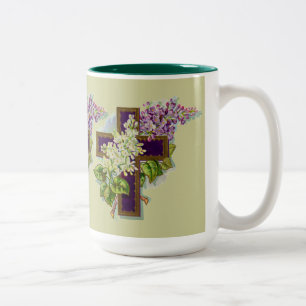 Tasse 2 Couleurs Croix pourpre avec des fleurs