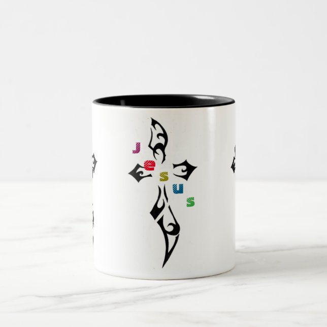 Tasse 2 Couleurs Croix religieuse (Centre)