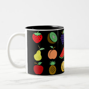 Tasse 2 Couleurs Croquis de craie amusant aux fruits colorés