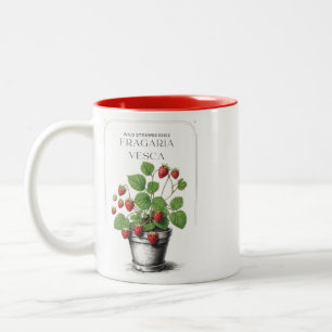 Tasse 2 Couleurs Croquis de fraises rustiques minimes par CallisC A