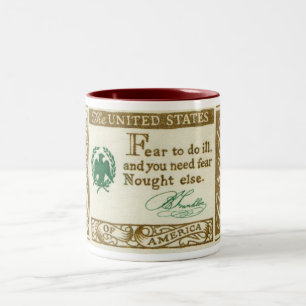 Tasse 2 Couleurs Cru de crainte du credo de Benjamin Franklin