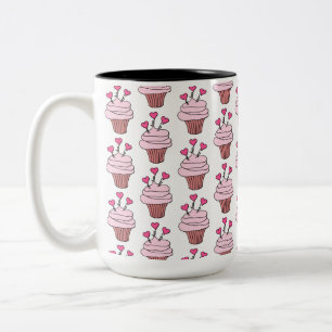 Tasse 2 Couleurs Cubes Cupcakes Rose Et Blanc