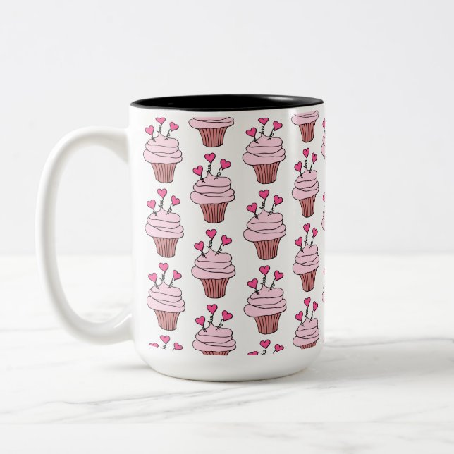 Tasse 2 Couleurs Cubes Cupcakes Rose Et Blanc (Gauche)
