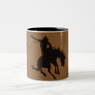Tasse 2 Couleurs Cuir Western Sauvage Ouest Rustique Campagne Cow-b