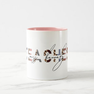 Tasse 2 Couleurs Cuire animal Imprimer et rose Nom de l'enseignant