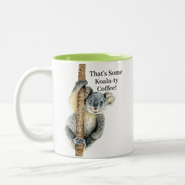 Tasse 2 Couleurs Cuisine amusante Kala Ours Animal Pun (Gauche)