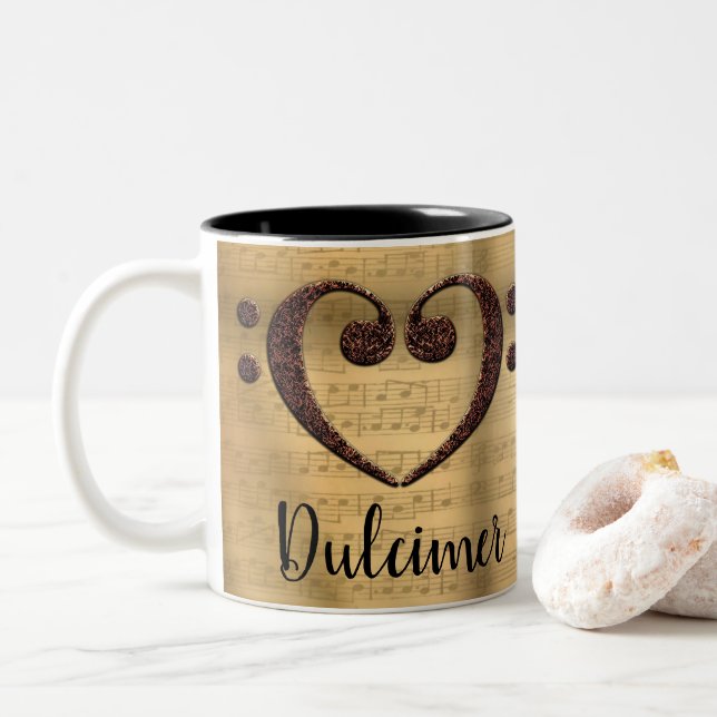Tasse 2 Couleurs Cuivre Double basse Clé Coeur Dulcimer (Avec donut)